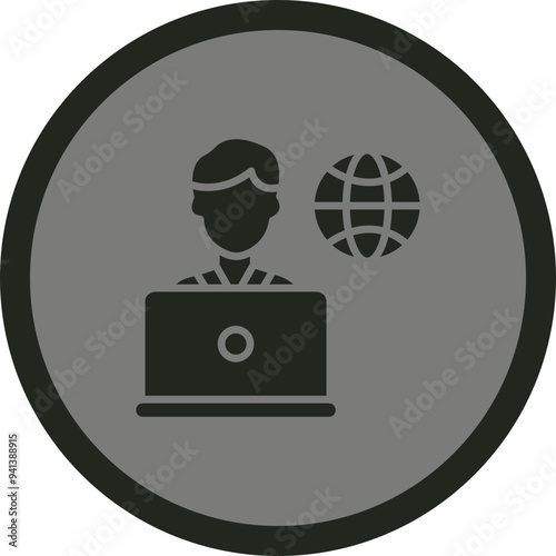 Remote Male Worker Icon Design