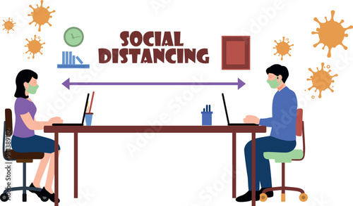Boy and girl working on social distancing.