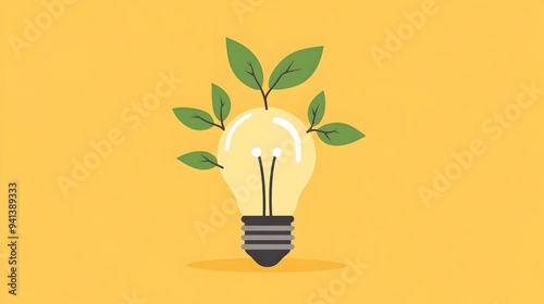 Tree Sprouting from Light Bulb Symbolizing Innovative Eco-Friendly Development
