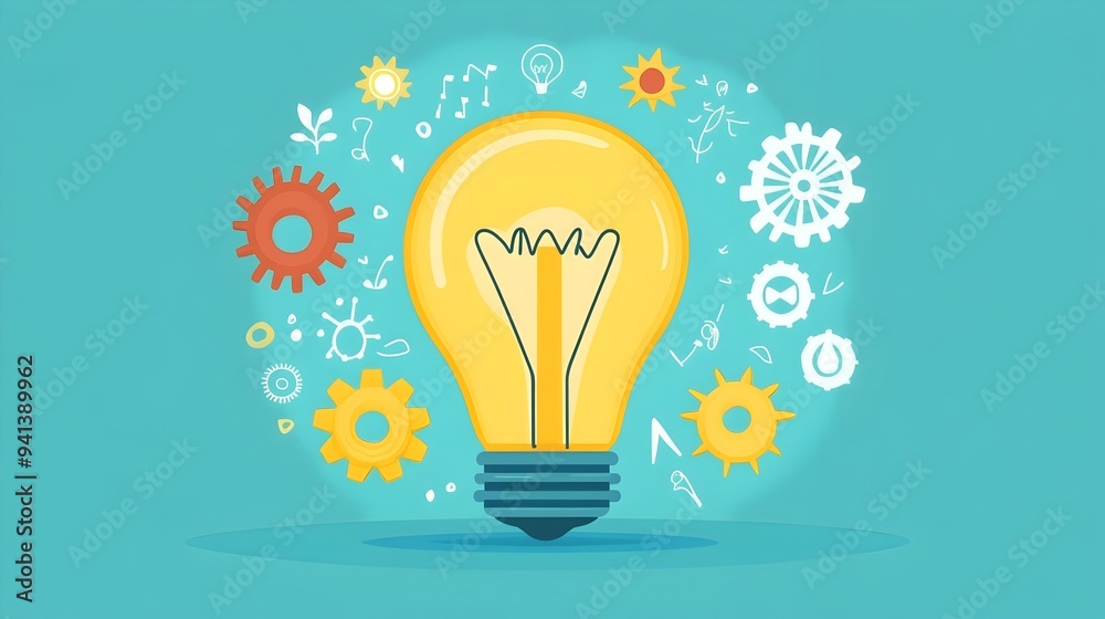 Illuminated Gears Powering Ideas and Growth in Flat Design Illuminated Gears Powering Ideas and Growth in Flat Design