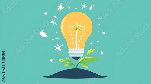 Light Bulb with Sprouting Seed - Ideas Cultivating New Growth