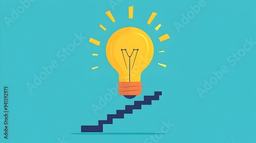 Illuminating Growth:A Staircase Bulb Symbolizing Step-by-Step Progress and Innovation