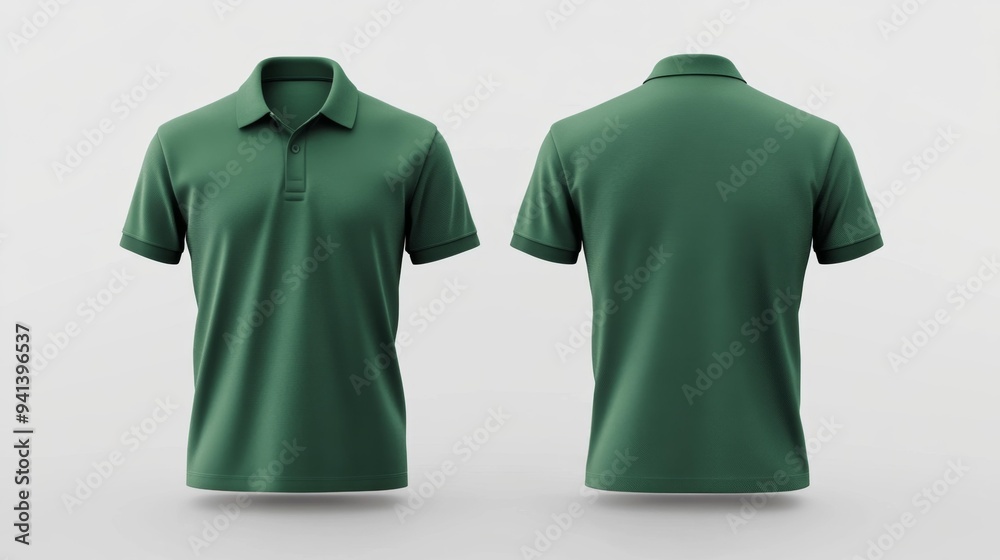 Green Polo Shirt Front and Back View - Generative AI Green Polo Shirt Front and Back View - Generative AI