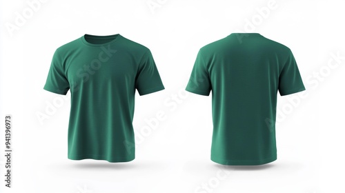Wallpaper Mural Emerald Green T-Shirt Front and Back Views Generative AI Torontodigital.ca