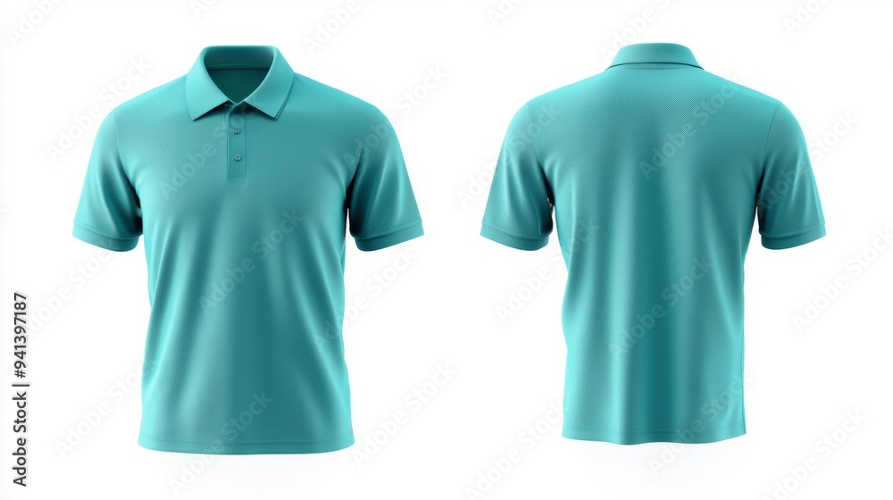 Aqua Polo Shirt Front and Back View - Generative AI Aqua Polo Shirt Front and Back View - Generative AI