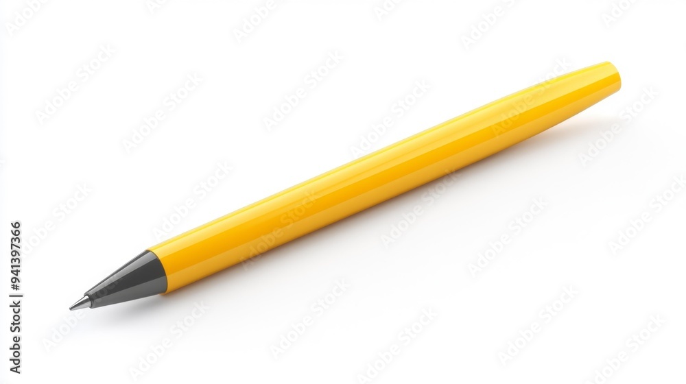Yellow Ballpoint Pen Isolated on White Background Generative AI Yellow Ballpoint Pen Isolated on White Background Generative AI