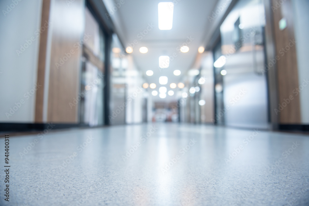 Fototapeta premium New hospital corridor, new epoxy floor