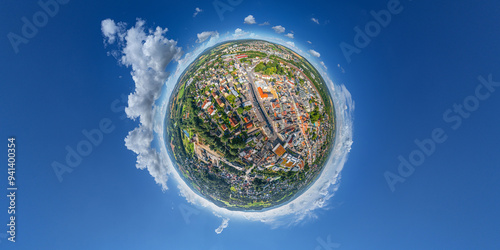 Fototapeta Naklejka Na Ścianę i Meble -  Marktredewitz aerial 360° little planet