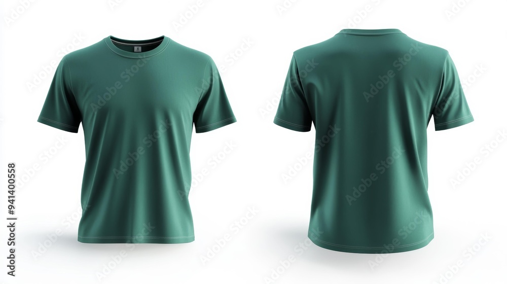 Green T-Shirt Front and Back Views Generative AI Green T-Shirt Front and Back Views Generative AI