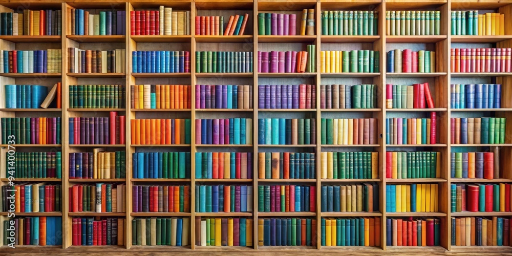 Library book shelves filled with colorful books, library, books, shelves, packed, colorful, educational Library book shelves filled with colorful books, library, books, shelves, packed, colorful, educational