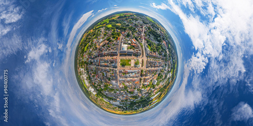 Fototapeta Naklejka Na Ścianę i Meble -  rehau germany bavaria aerial 360° little planet