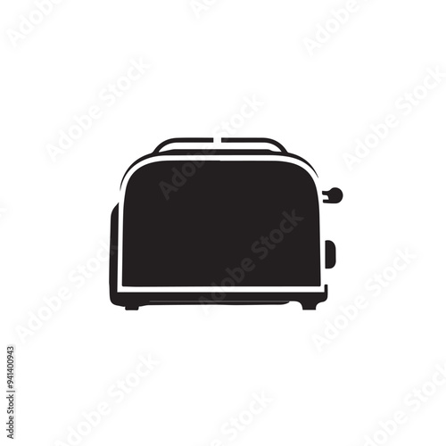 Bread toaster silhouette icon. Kitchen equipment pictogram isolated on transparent background