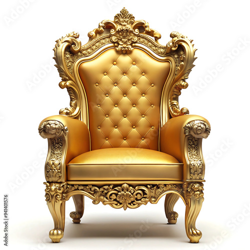 golden throne on white background photo