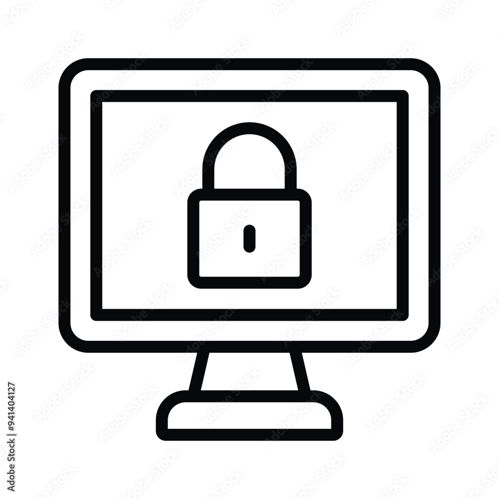 Padlock inside monitor denoting concept icon of computer security Padlock inside monitor denoting concept icon of computer security