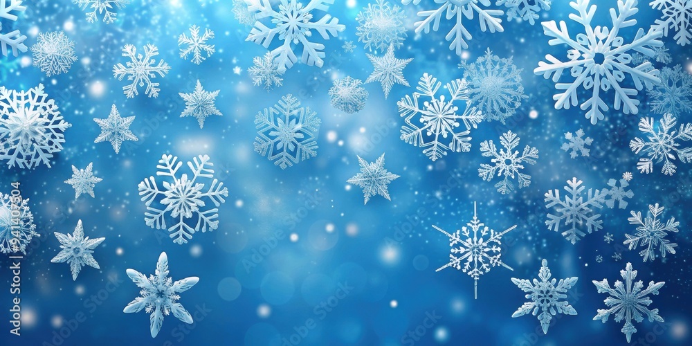 Snowflakes and snowflakes falling on a serene blue background, snowflakes, snow, blue, background, winter, cold, weather, frost Snowflakes and snowflakes falling on a serene blue background, snowflakes, snow, blue, background, winter, cold, weather, frost