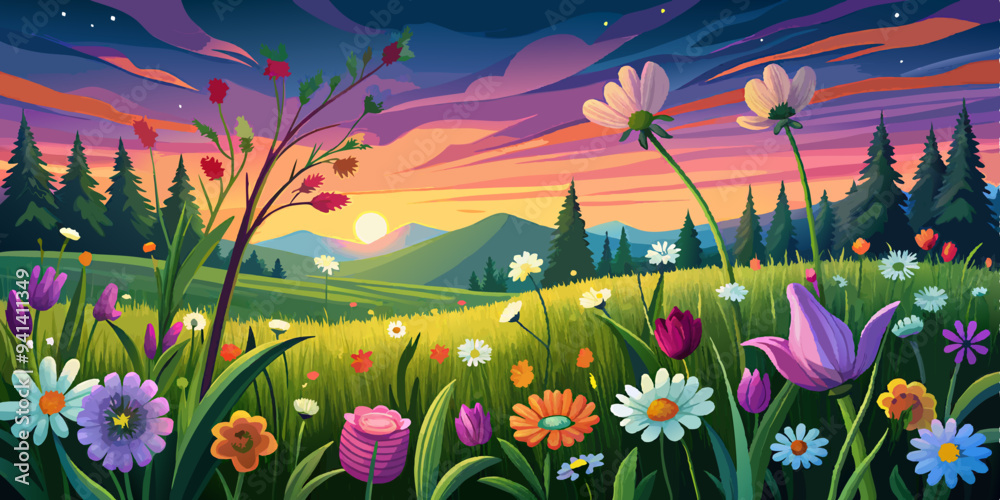 spring meadow with flowers spring meadow with flowers