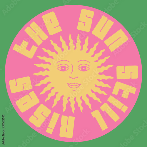 Retro Sun Vector Art Fashion Illustration. Vintage Slogan T shirt Print Design.
