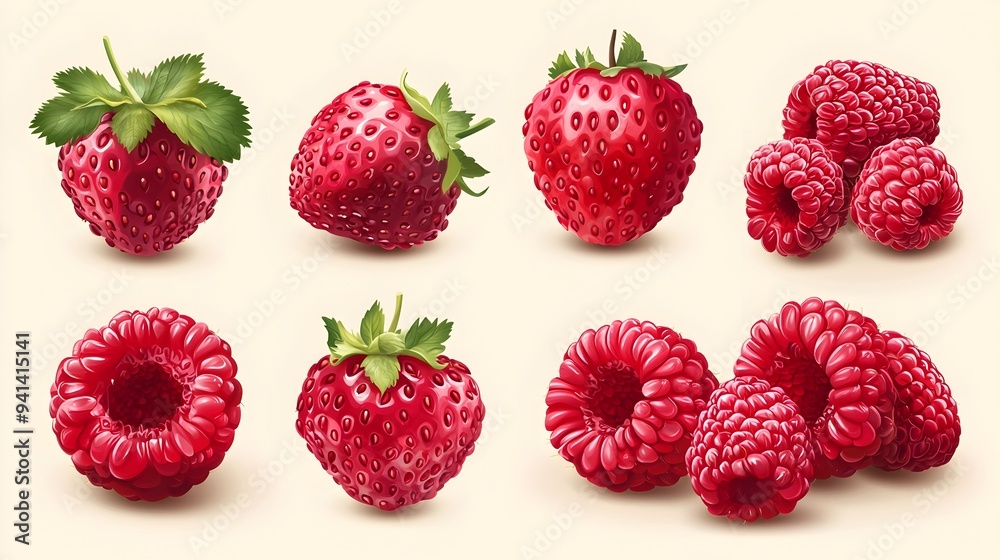 Assortment of Vibrant Red Berries on Wooden Background Assortment of Vibrant Red Berries on Wooden Background