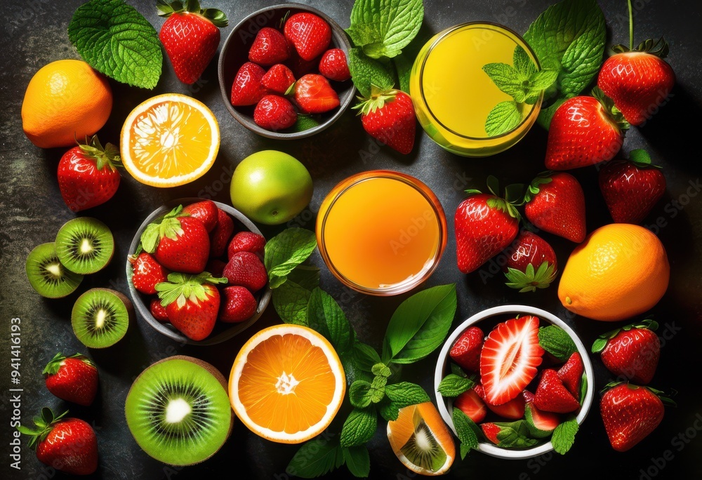 colorful vibrant drink ingredients arranged eye catching display featuring fresh eye popping colors, beverage, cocktail, fruits, herbs, arrangement colorful vibrant drink ingredients arranged eye catching display featuring fresh eye popping colors, beverage, cocktail, fruits, herbs, arrangement
