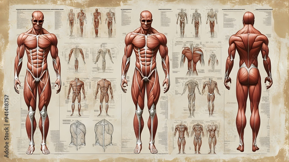 Muscle Graph Anatomical Diagram of the Muscular System: A detailed anatomical ...