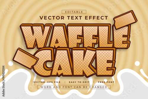 Waffle Cake 3D vector editable text effect