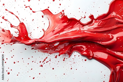 Dynamic Splash of Red Paint on a White Background