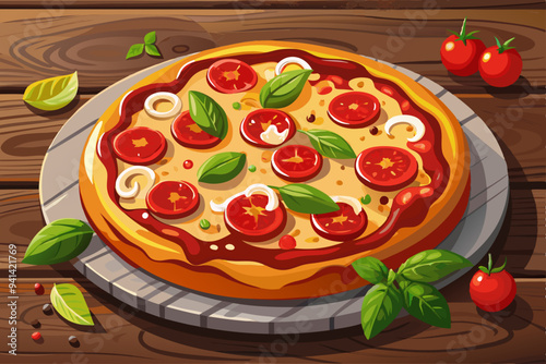 Fast food pizza slice icon