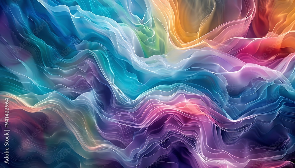 Abstract Wellness Integration Model with Flowing Lines and Holistic Health Elements