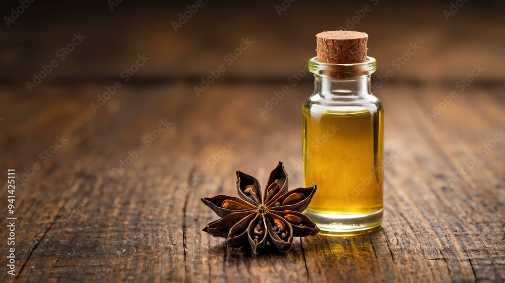 a small bottle of anise essential oil isolated background a small bottle of anise essential oil isolated background