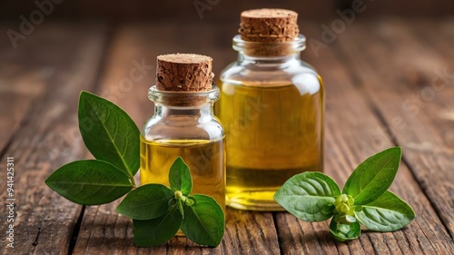 a small bottle of bergamot essential oil isolated background