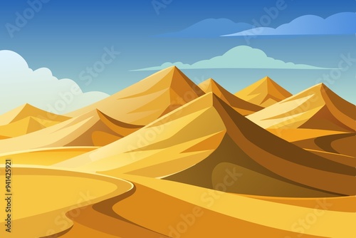 illustration of landscape sand dunes in an endless desert area