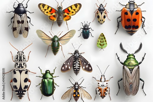 A Colorful Collection of Various Insects Displaying Unique Patterns and Colors