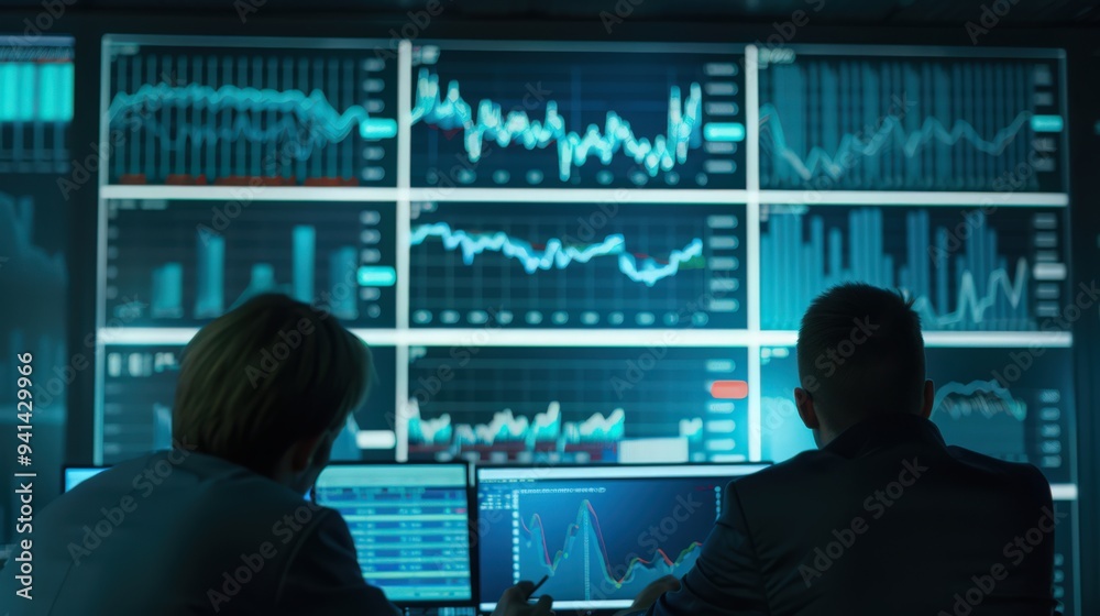 Investors analyzing a mutual fund chart to identify trends and make informed investment decisions Investors analyzing a mutual fund chart to identify trends and make informed investment decisions