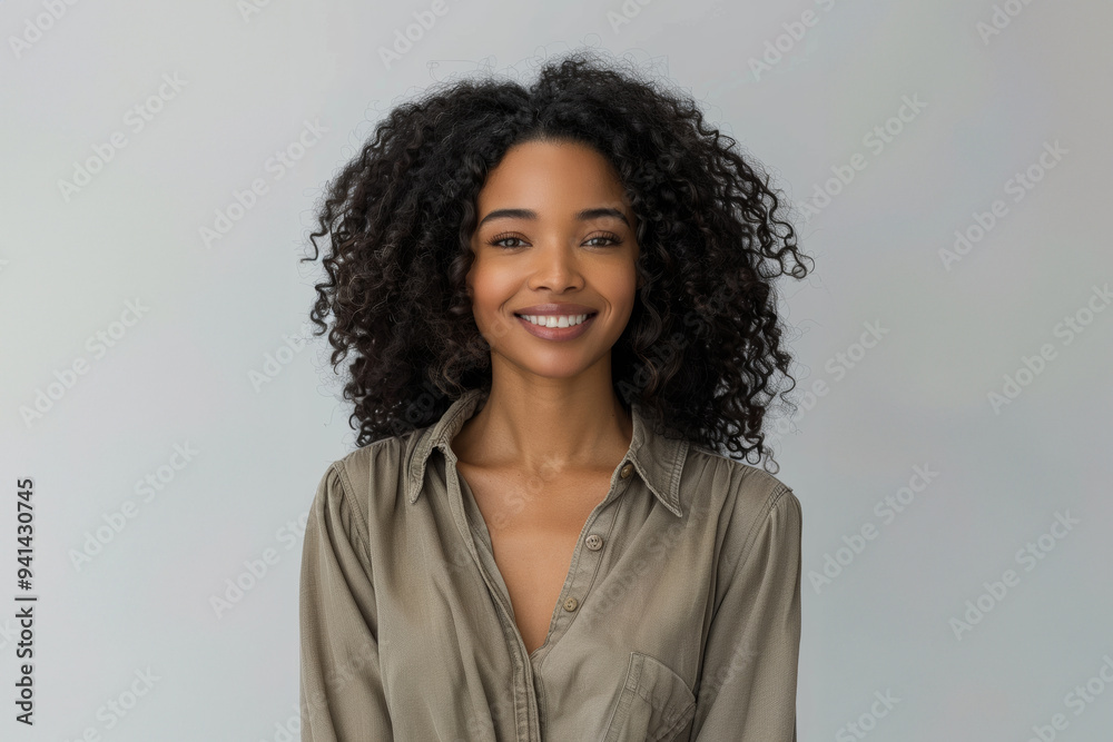 A series of portraits features a smiling young Black woman with natural curls, highlighted against simple white backdrops.
A series of portraits features a smiling young Black woman with natural curls, highlighted against simple white backdrops.