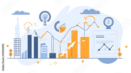 Graph Depicting Central Bank Impact on Interest Rates and Economic Growth, Clean Professional Design for Financial Presentations.