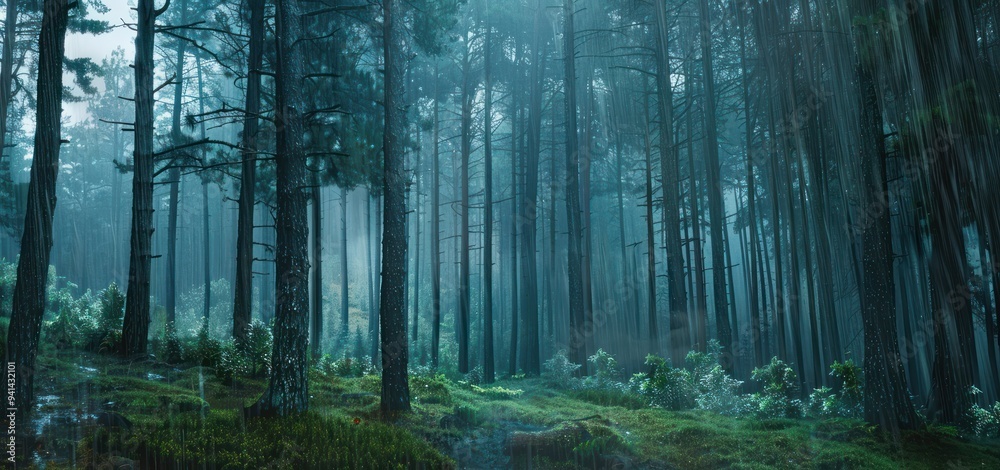 Obraz premium Enchanted Forest in the Rain