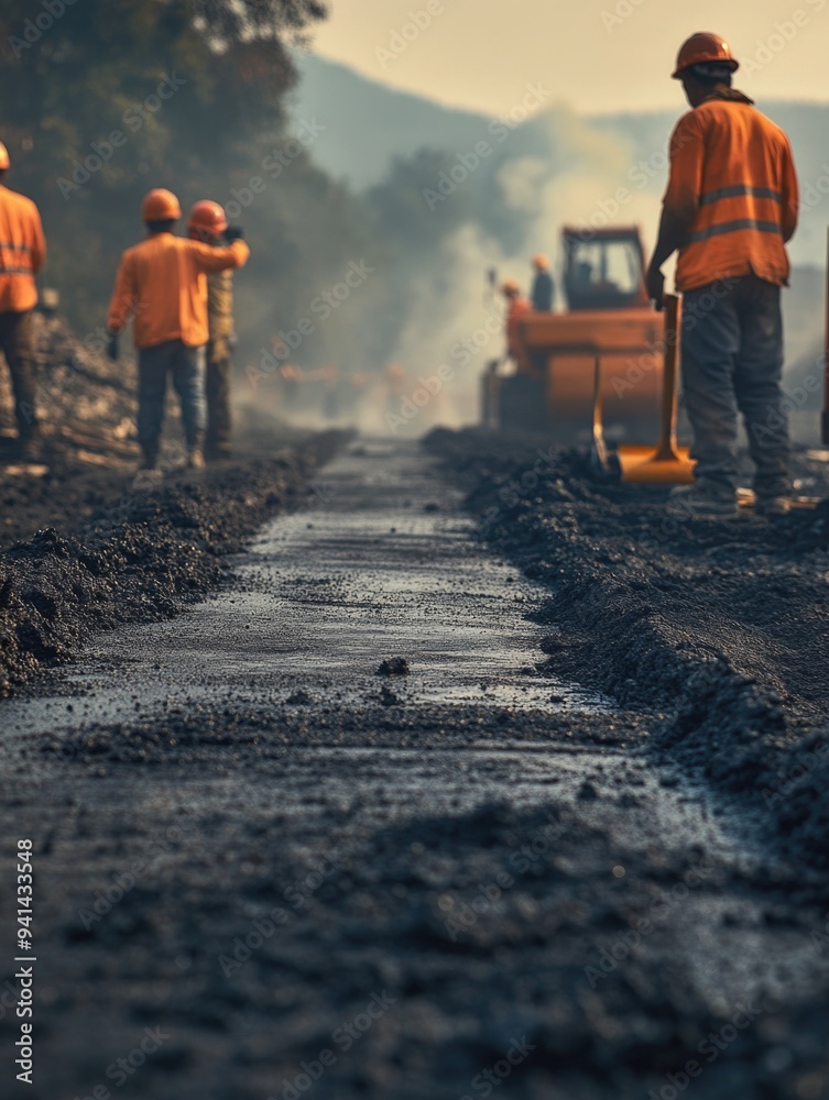Construction Workers on Highway Construction Workers on Highway