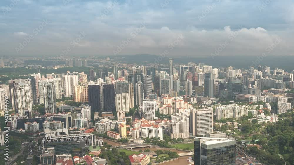 Singapore time lapse high angle view city skyline at residential district Singapore time lapse high angle view city skyline at residential district