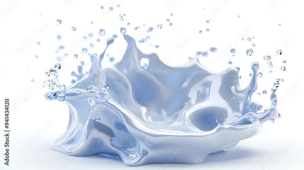 CG Abstract Liquid Splash: A dynamic, CG-rendered splash of liquid, frozen in time, with droplets suspended on a white background.
CG Abstract Liquid Splash: A dynamic, CG-rendered splash of liquid, frozen in time, with droplets suspended on a white background.