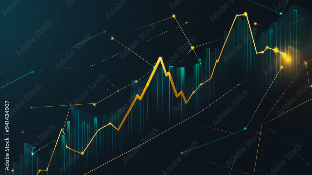 Fototapeta premium Charts and graphs with statistics for innovation Digital analyzes business potential and predicts future developments in the company's growth. Abstract black background