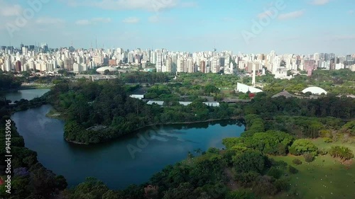 Wallpaper Mural Aerial view of Ibirapuera Park in São Paulo, Brazil, with lakes and green areas surrounded by the cityscape. Torontodigital.ca