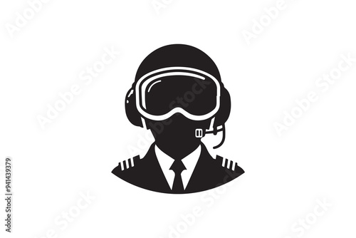 Airlines pilot silhouette vector illustration