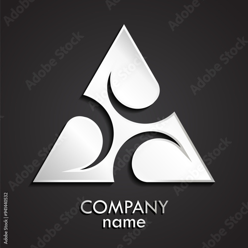 triangle abstract shape 3d silver logo