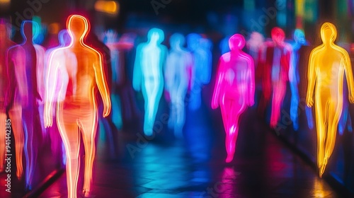 Multicolored neon on the st...