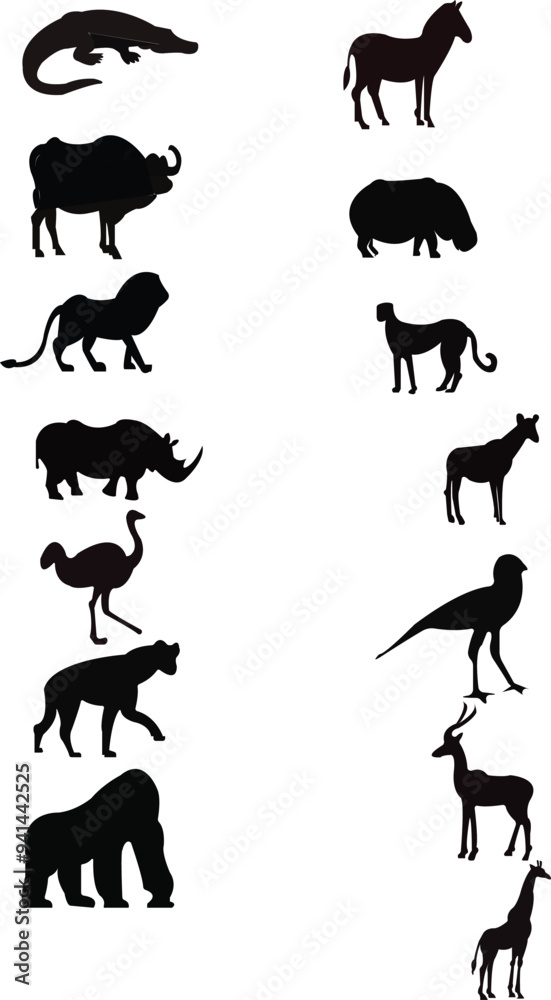 Fototapeta premium Farm and Domestic Animals forest animal dear, lion, horse