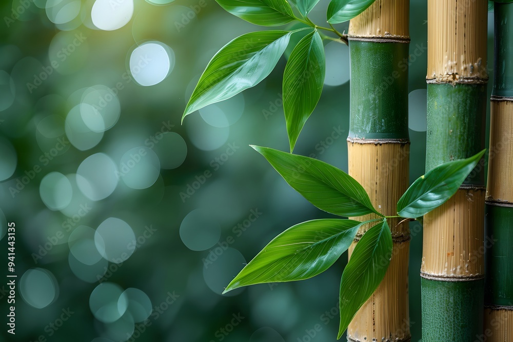 Close-up of Bamboo Stalks and Leaves in a Lush Green Garden Nature, Growth, and Serenity Theme for Environmental Design Close-up of Bamboo Stalks and Leaves in a Lush Green Garden Nature, Growth, and Serenity Theme for Environmental Design