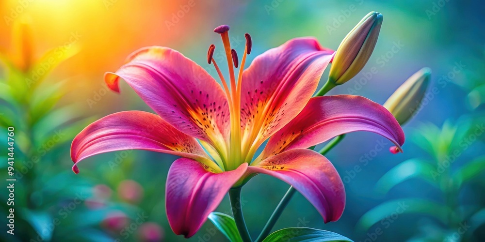 Vibrant lily flower in full bloom with delicate petals, floral, nature, garden, botanical, plant, blossom, vibrant, colorful Vibrant lily flower in full bloom with delicate petals, floral, nature, garden, botanical, plant, blossom, vibrant, colorful