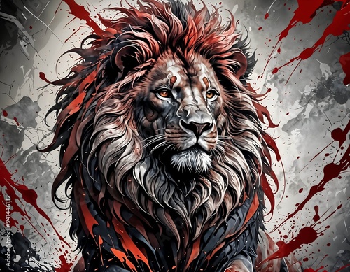 lion head in the night photo
