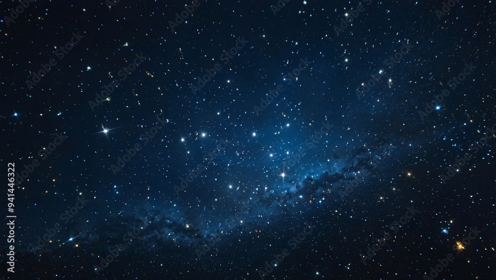 A clear, deep blue space is filled with sparkling stars, creating a mesmerizing night sky scene A clear, deep blue space is filled with sparkling stars, creating a mesmerizing night sky scene