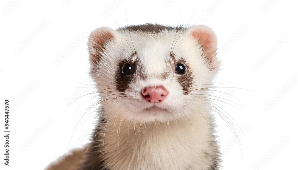 An isolated ferret standing on a white background An isolated ferret standing on a white background